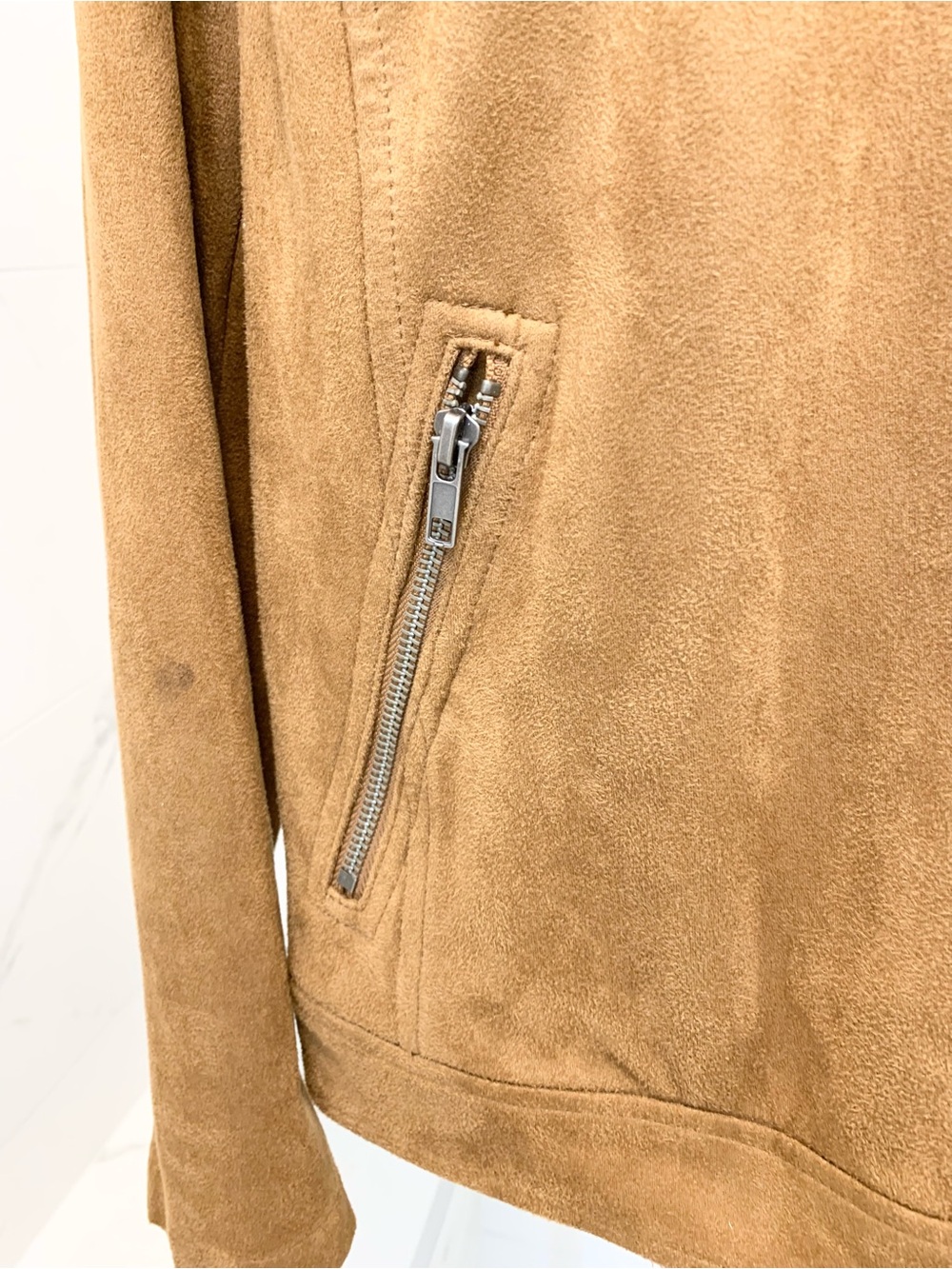 Style & Co. Plus-Size Suede Moto Jacket in Cognac 2X - Picture 7 of 16